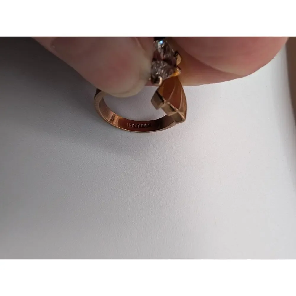 Stunning 18K GE Rose Gold Marquise Cut Cubic Zirconia Solitaire Fashion Ring 8